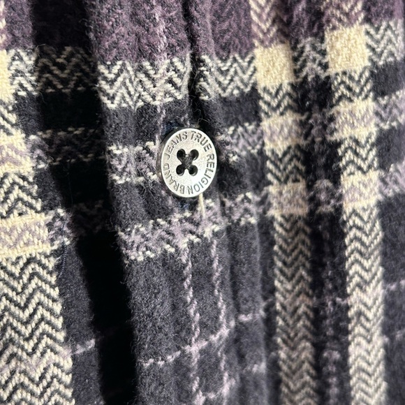 True Religion Travertine Workwear Black and White Plaid Flannel - Picture 5 of 5